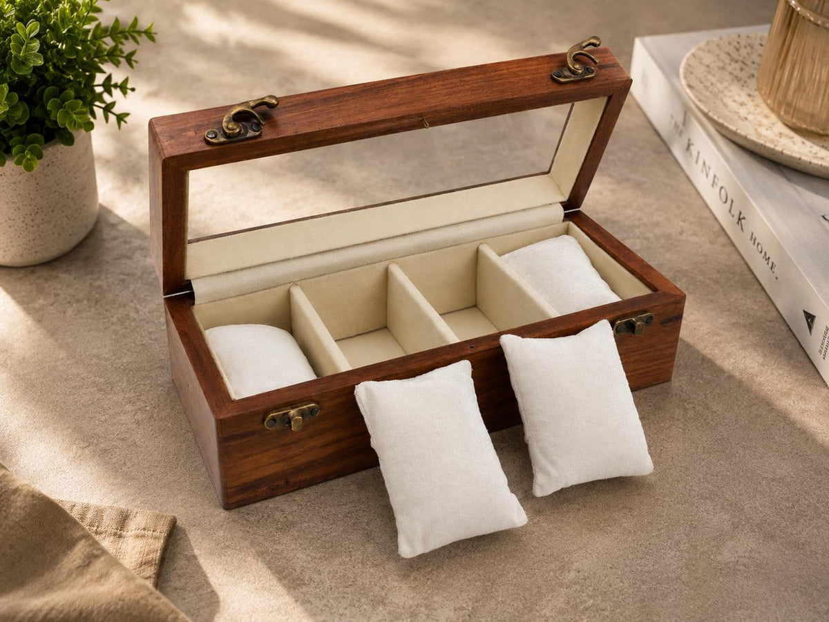 Personalized Indian Rosewood Watch Box, Engraved Wooden watch Organizer, Watch Display Case