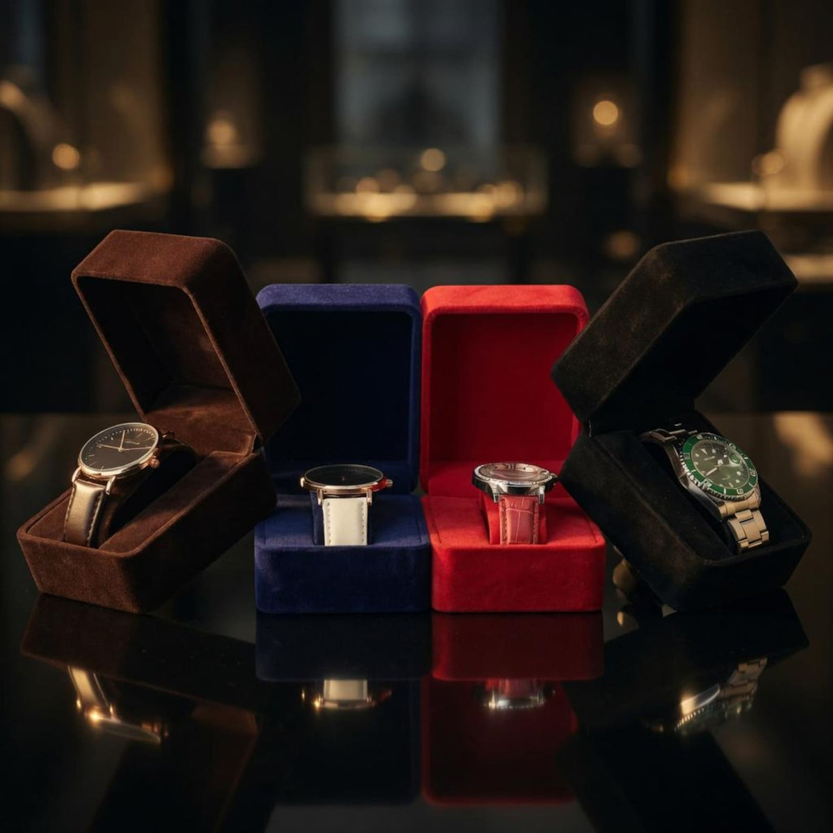 Velvet Watch Box Smartwatch Storage Case Luxury Jewelry Gift Box Round Corner Watch Packaging Organizer for Men Women