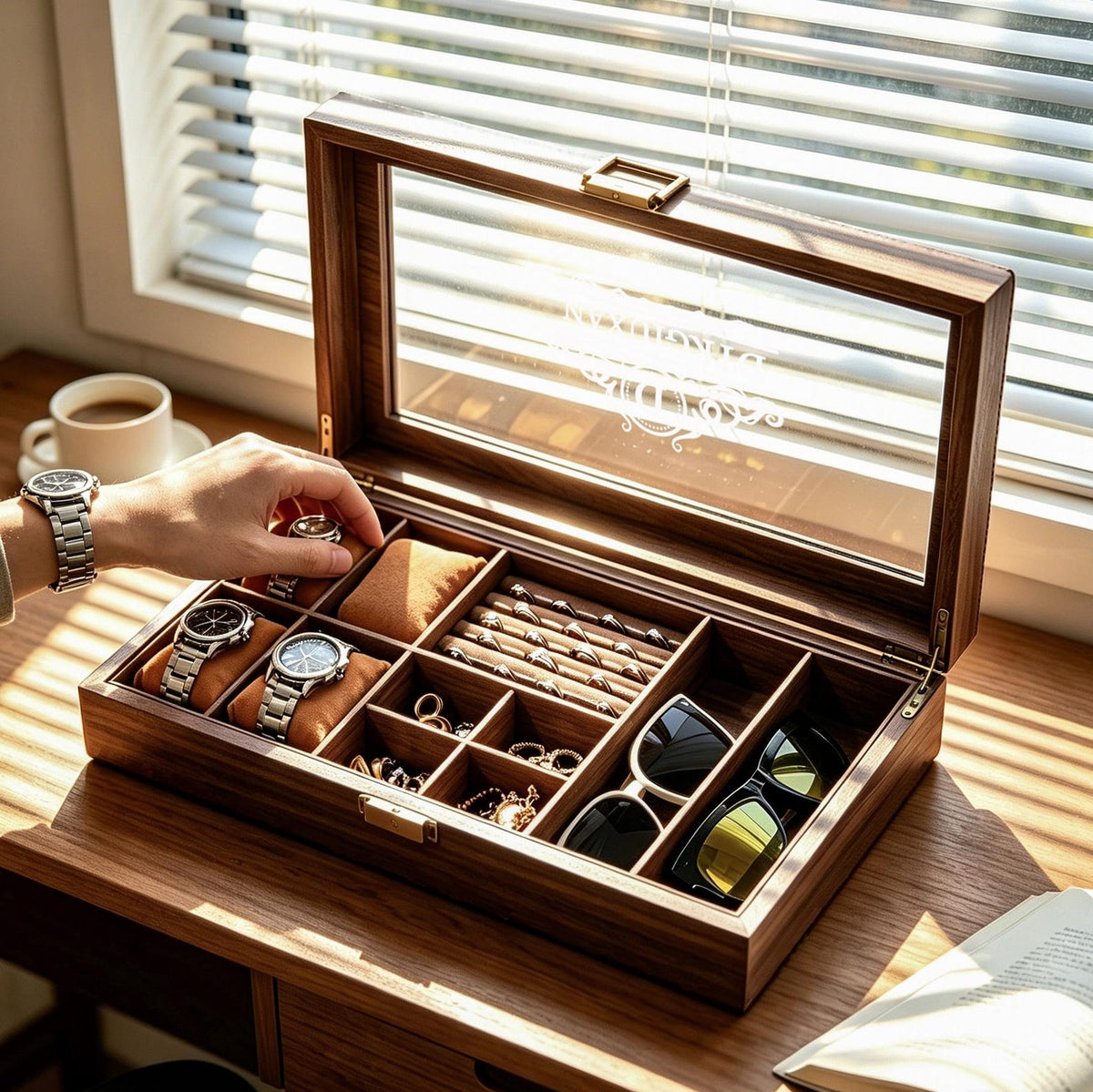 Engraved Leather Jewelry Box for Men,Jewelry Case Holder,Custom Leather Watch Case,Birthday Gift, 1st Anniversary Gift For Him,Men's Gift