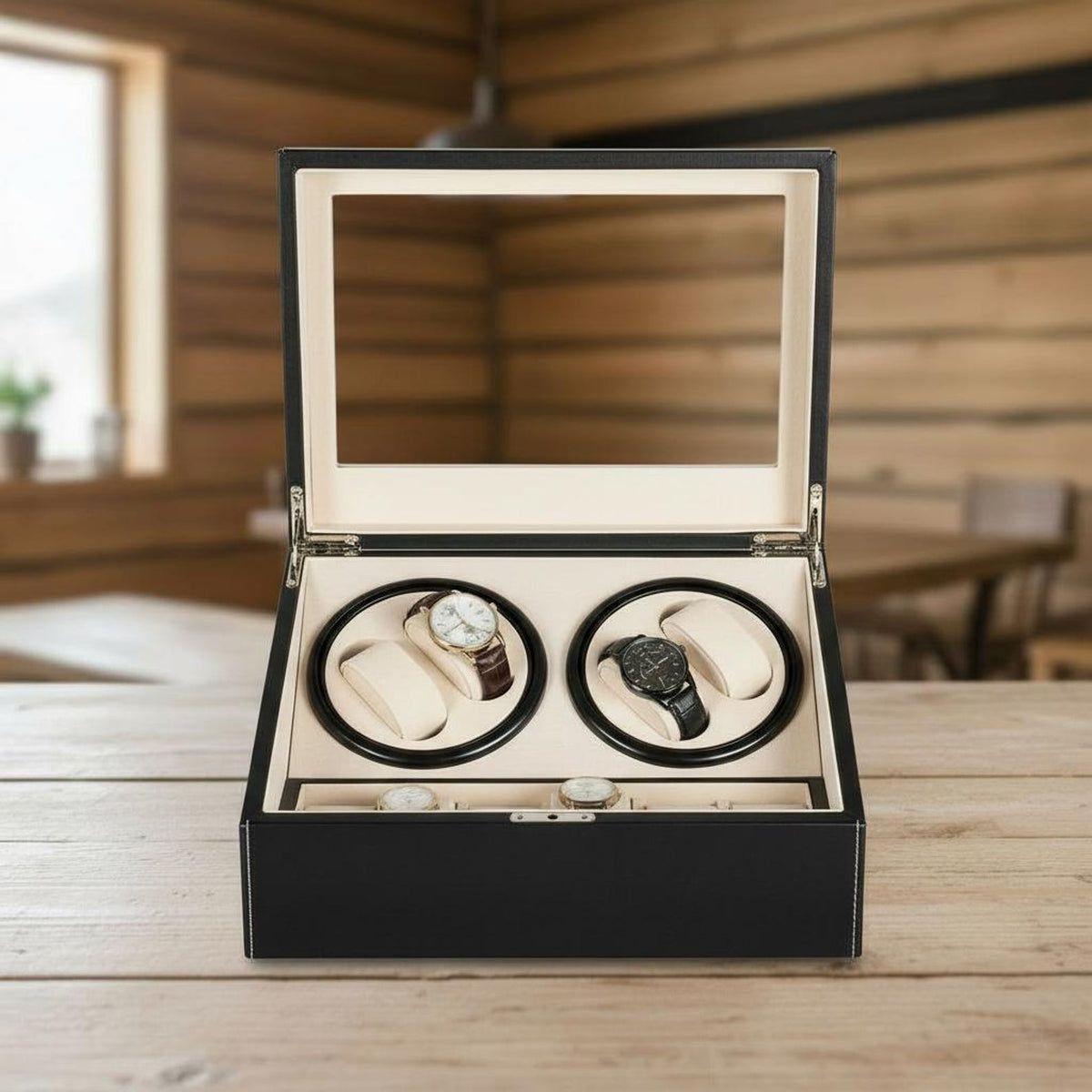 4+6 Watch Winder Box, Automatic Watch Organizer, Watch Storage Case, Luxury Watch Display Box, PU Leather Watch Holder, Gift for Him