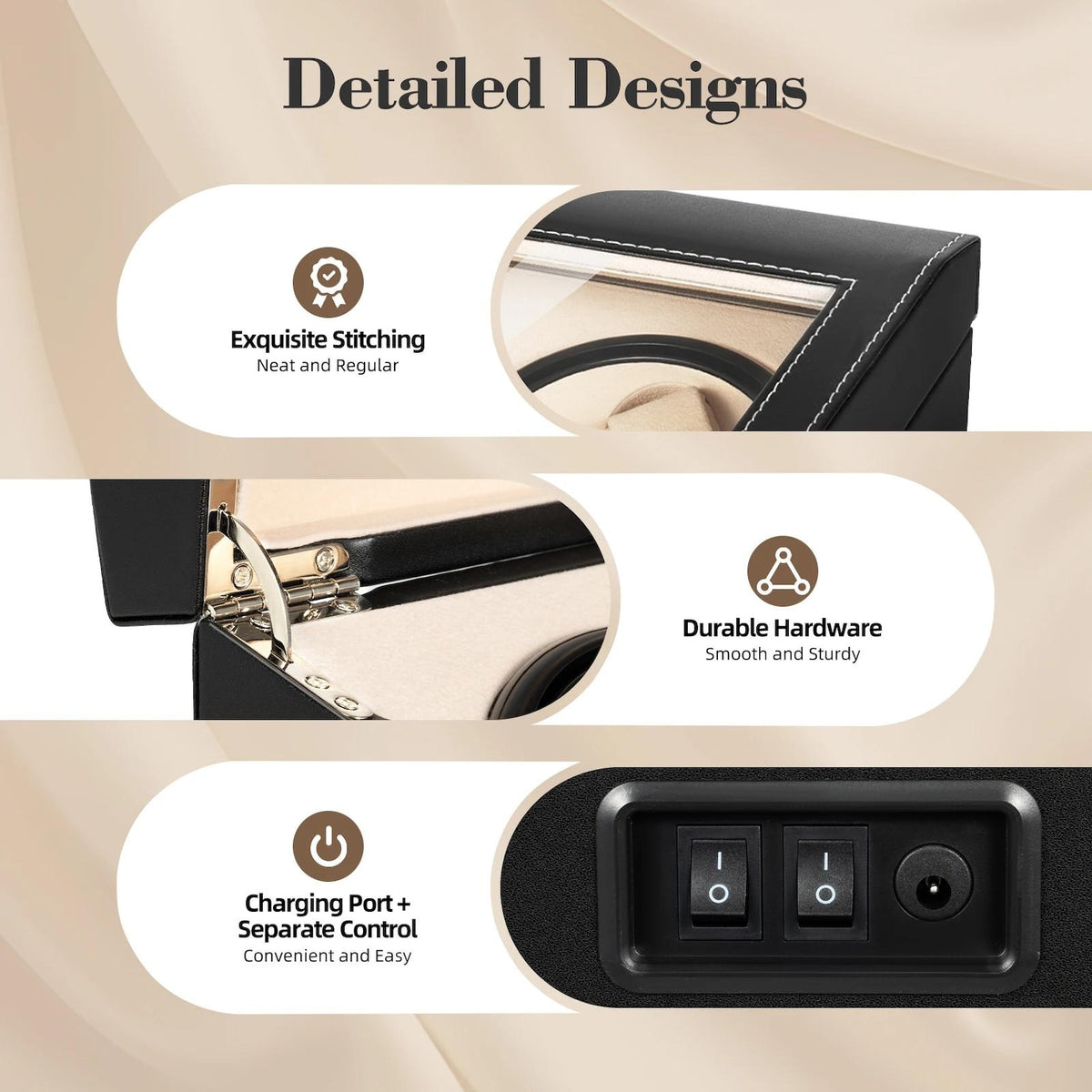 4+6 Watch Winder Box, Automatic Watch Organizer, Watch Storage Case, Luxury Watch Display Box, PU Leather Watch Holder, Gift for Him