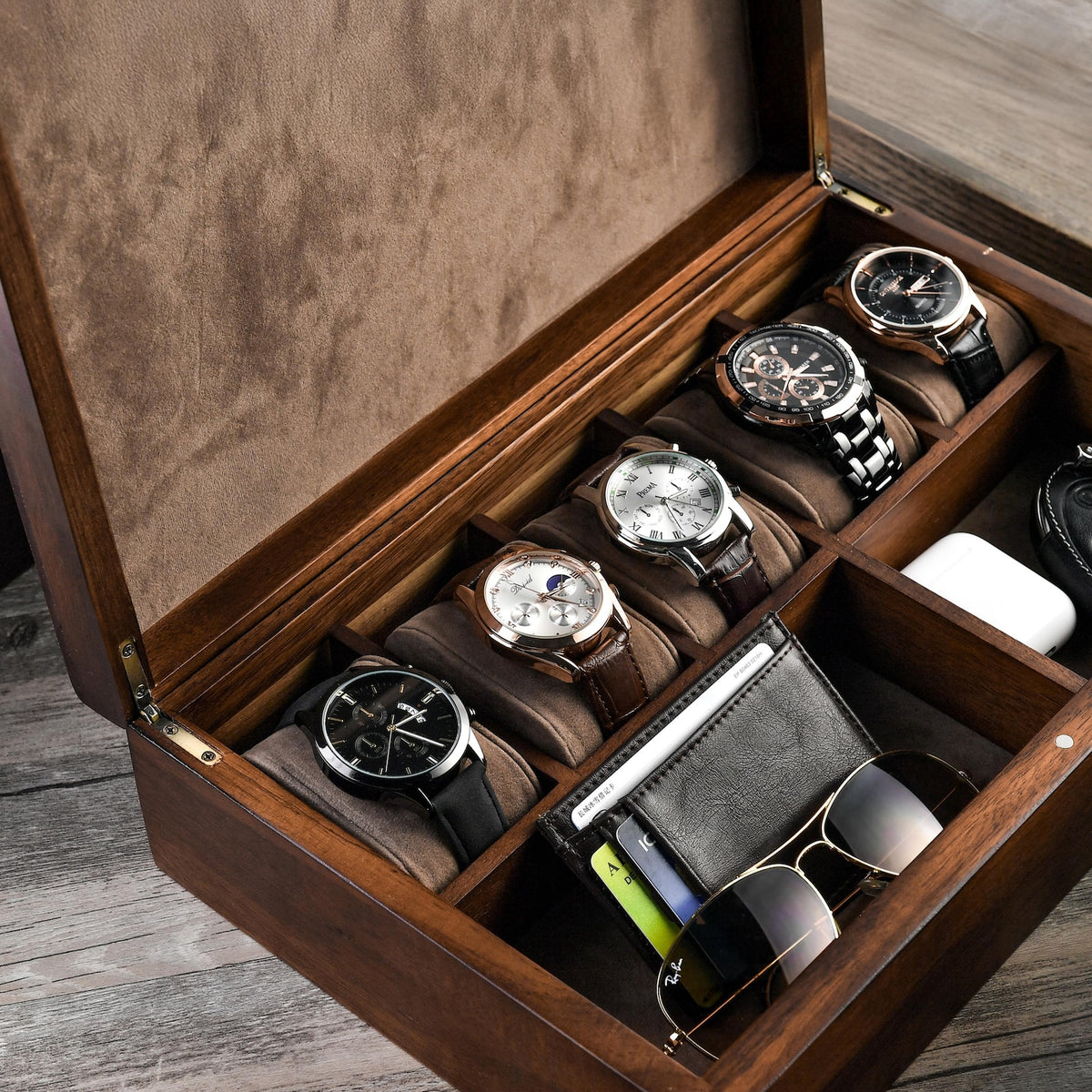 Mens gift ideas for boyfriend keepsake box anniversary gift for him jewelry case wooden box closet organizer watch display box engraved