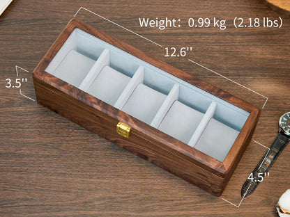 Personalized Wooden Watch Box for Men, Large Custom Engraved Watch Organizer, Luxury Walnut Wood Watch Storage Case, Handmade gift for him