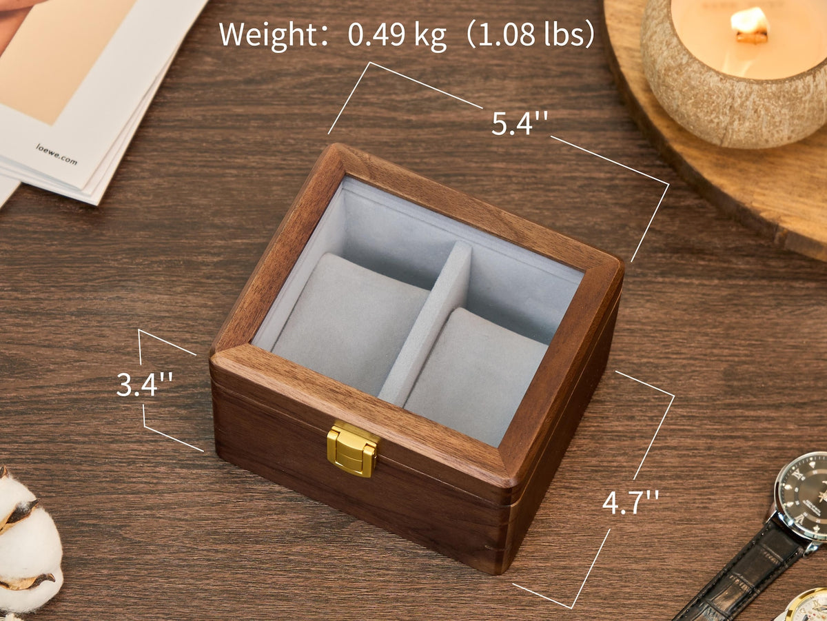 Wooden Watch Box for Men, Watch Organizer Case with Glass Lid, Luxury Wood Watch Storage Display, Custom Gift for Husband Dad Boyfriend