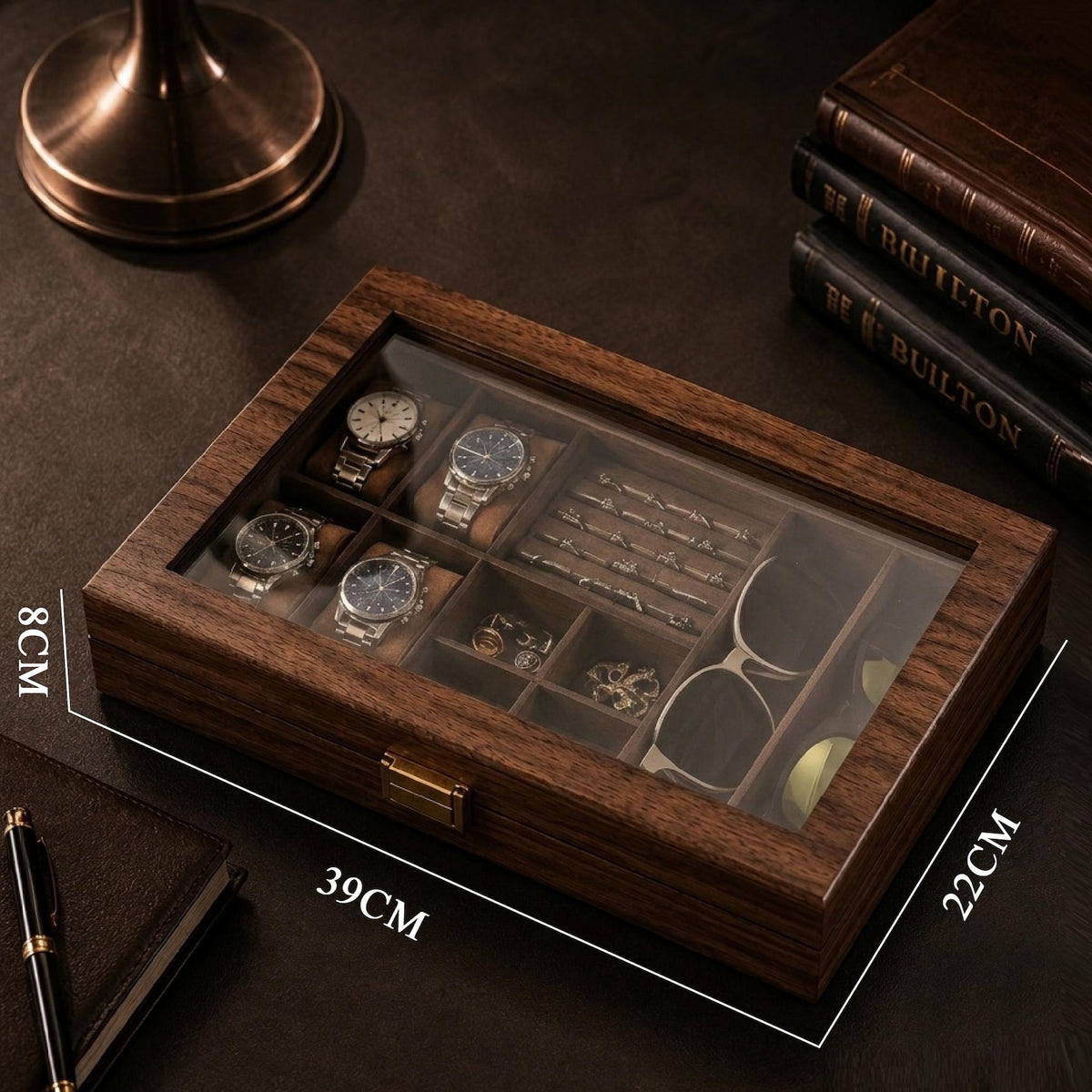 Custom Mens Storage Box,Men's Jewelry Box,Personalized Watch Box Holds Watches, Cufflinks, Sunglasses & More,Vintage Mens Gift,Gifts For Him
