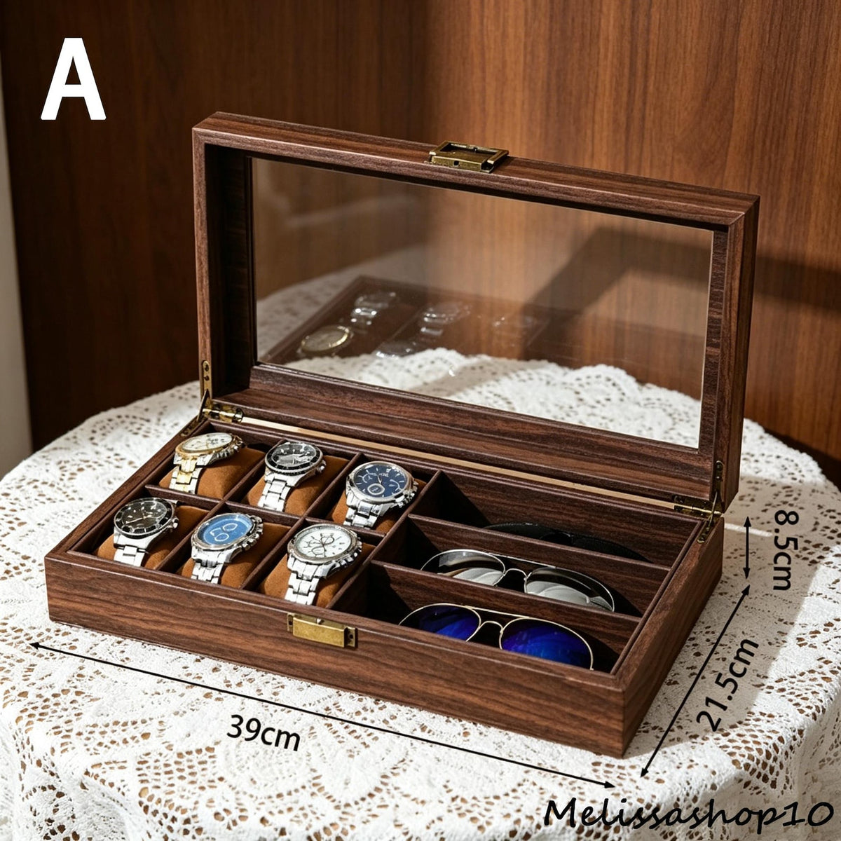 Vintage Wood Grain PU Leather Watch Box, Multi Slot Dustproof Case, Watch and Jewelry Organizer, Display Storage, Velvet Lined, Xmas Gifts.