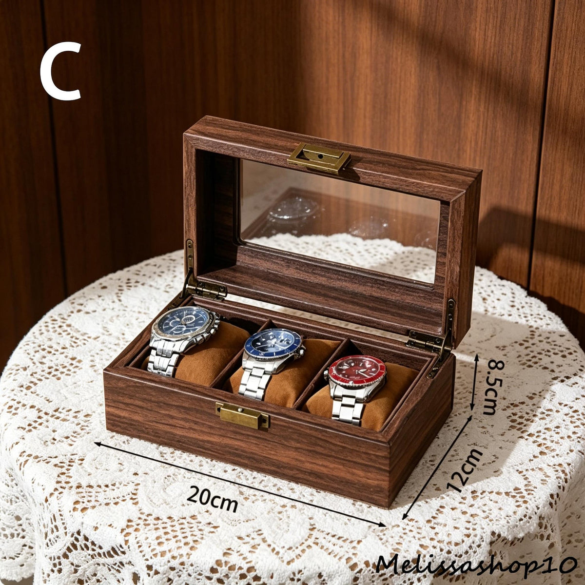 Vintage Wood Grain PU Leather Watch Box, Multi Slot Dustproof Case, Watch and Jewelry Organizer, Display Storage, Velvet Lined, Xmas Gifts.