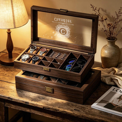Custom Mens Storage Box, Personalized Watch Case, Men watch and jewelry box, Gifts for husband, Birthday / Anniversary Gifts for Men