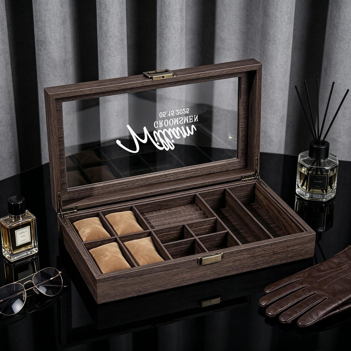 Custom Mens Watch Box, Men watch and jewelry box, Anniversary Gifts for Men