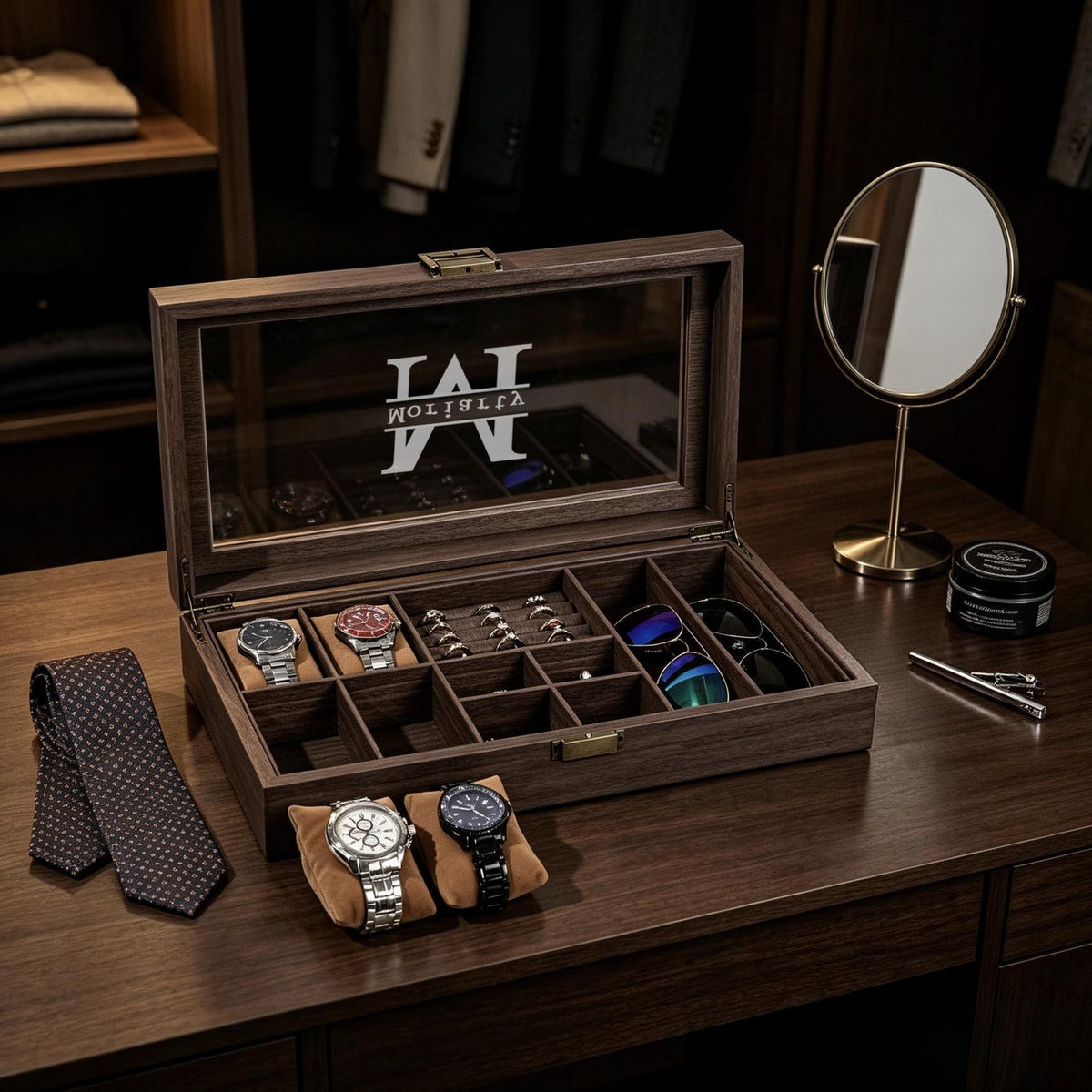 Custom Mens Storage Box, Personalized Watch Case, Men watch and jewelry box, Gifts for husband, Birthday / Anniversary Gifts for Men