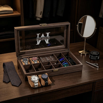 Custom Mens Watch Box, Men watch and jewelry box, Anniversary Gifts for Men