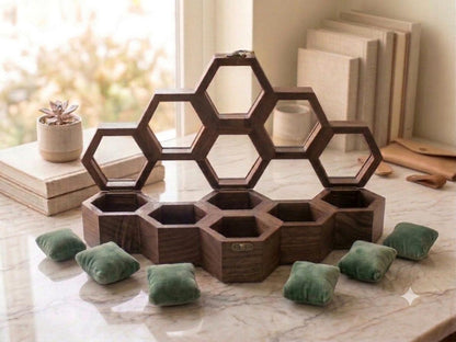 Personalized Honeycomb Watch Box, Indian Rosewood watch Display Case, Engraved Gift