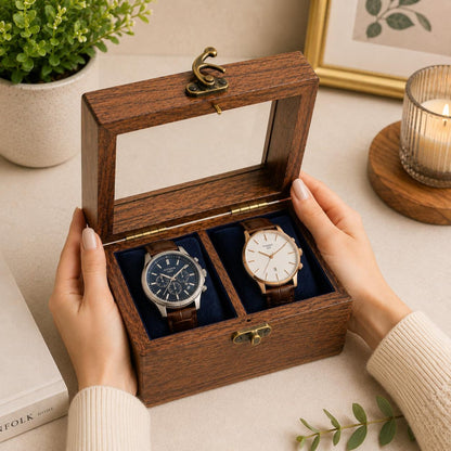 Personalized Indian Rosewood Watch Box, 2 Slot Organizer Display Case, Luxury Gift for Men