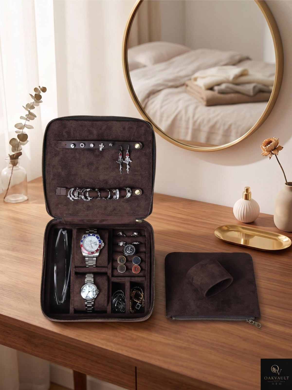 Vintage Travel Jewelry & Watch Organizer Case