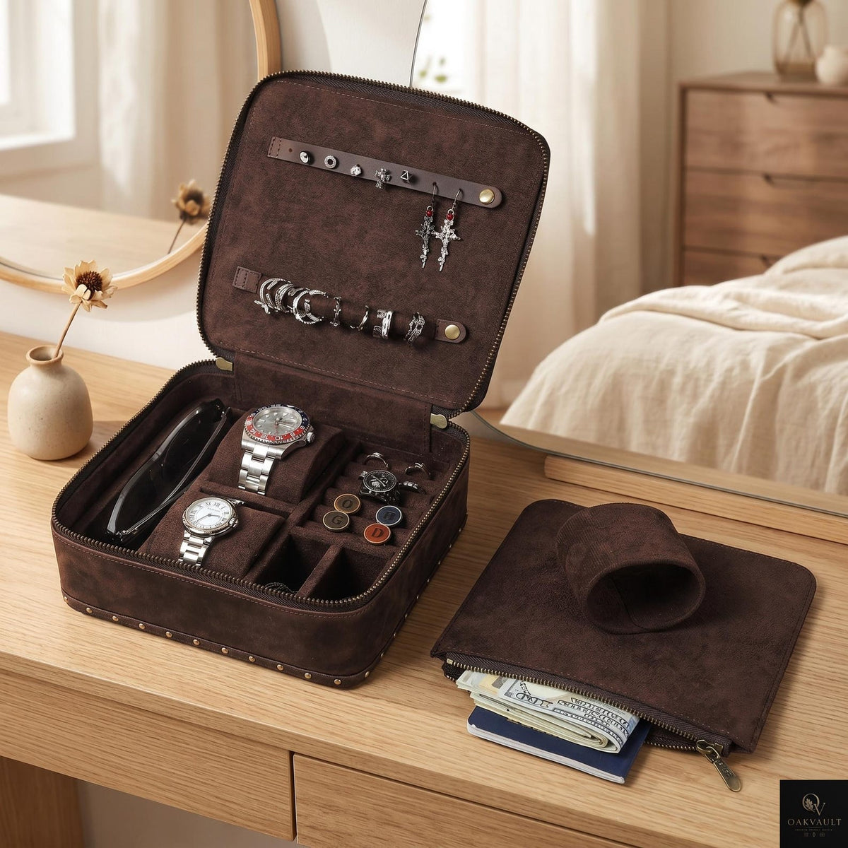 Vintage Travel Jewelry & Watch Organizer Case
