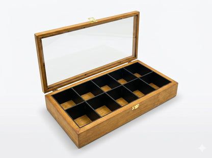 Watch Box for Men, Glass Top Display Case, 3 5 10 Slot Holder for Watches and Accessories, Fathers Day Gift, Anniversary Gift for Husband