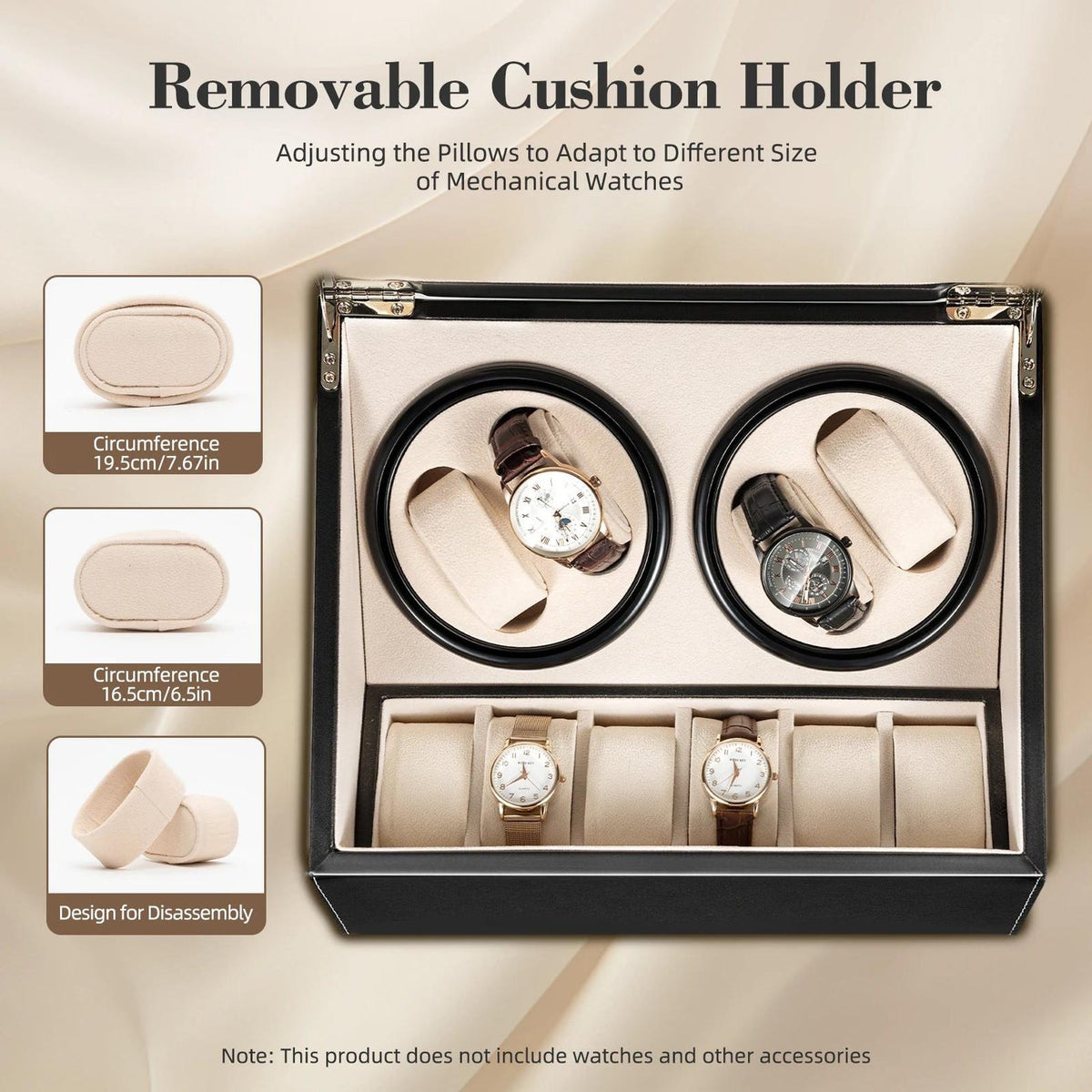 4+6 Watch Winder Box, Automatic Watch Organizer, Watch Storage Case, Luxury Watch Display Box, PU Leather Watch Holder, Gift for Him