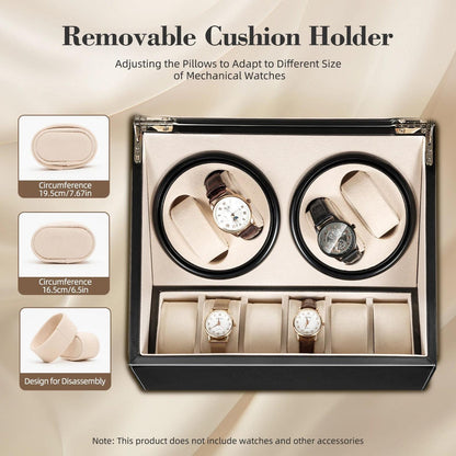 4+6 Watch Winder Box, Automatic Watch Organizer, Watch Storage Case, Luxury Watch Display Box, PU Leather Watch Holder, Gift for Him