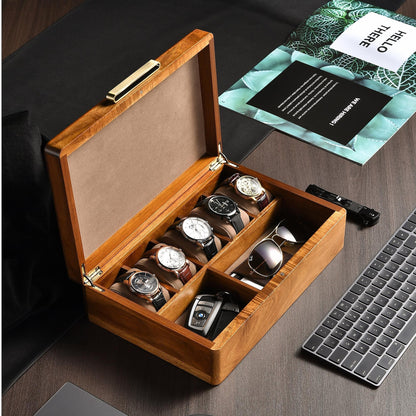 Mens gift ideas for boyfriend keepsake box anniversary gift for him jewelry case wooden box closet organizer watch display box engraved
