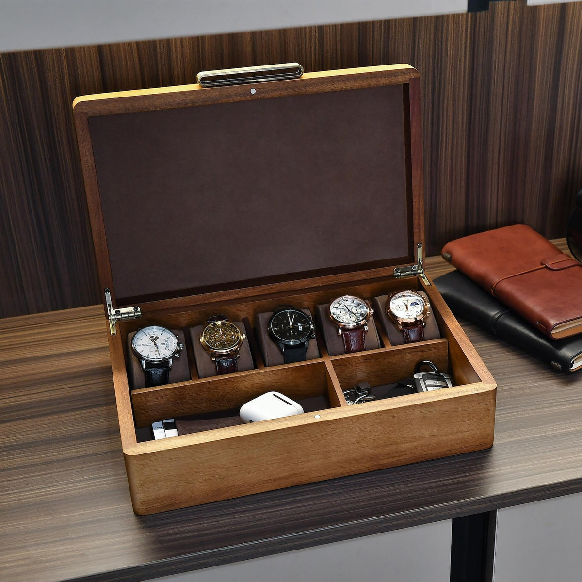 Mens gift ideas for boyfriend keepsake box anniversary gift for him jewelry case wooden box closet organizer watch display box engraved