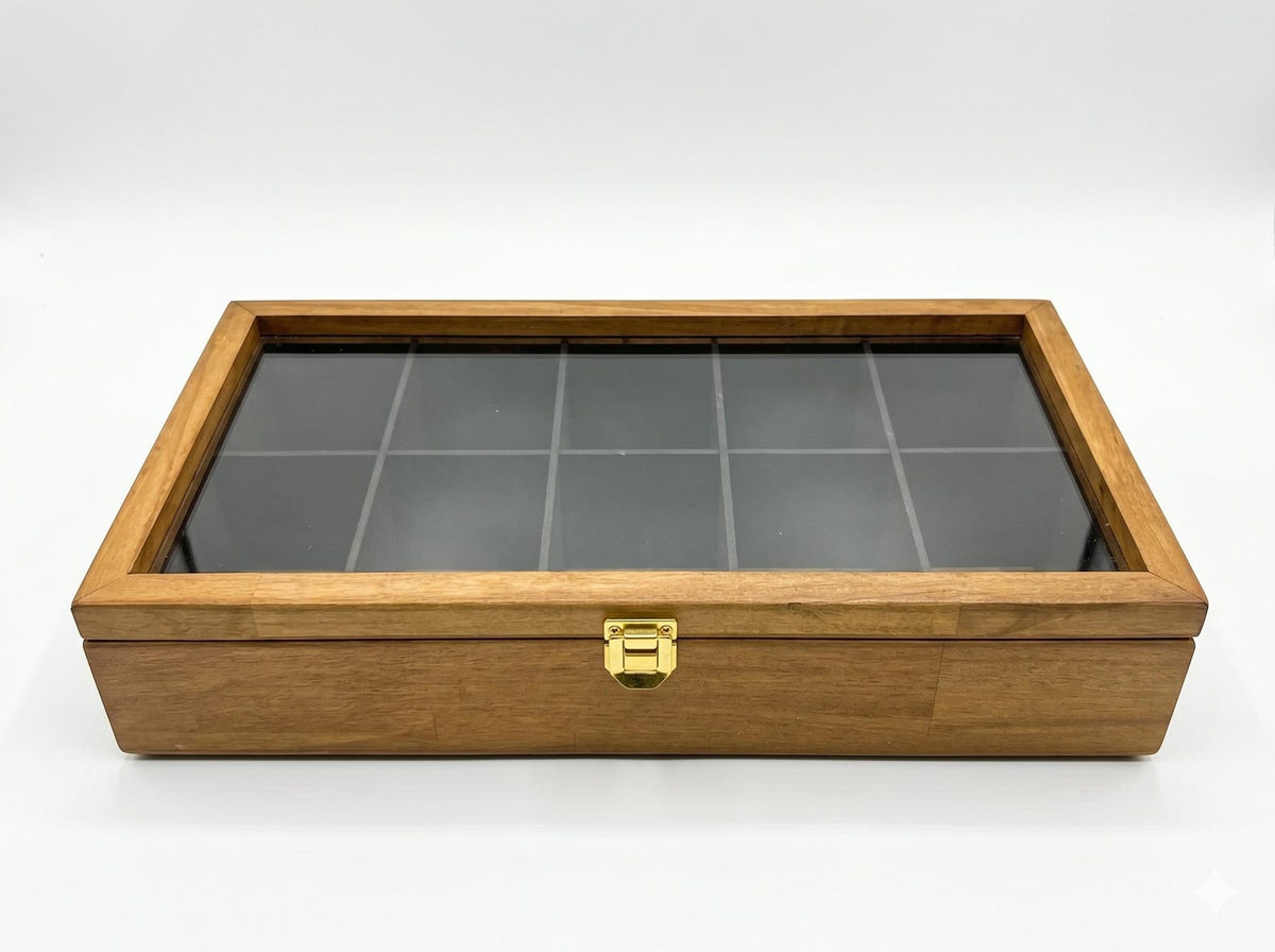 Watch Box for Men, Glass Top Display Case, 3 5 10 Slot Holder for Watches and Accessories, Fathers Day Gift, Anniversary Gift for Husband