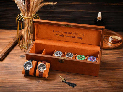 Personalized Wooden Watch Box | 6 Slot Jewelry Organizer Case