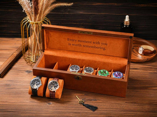 Personalized Wooden Watch Box | 6 Slot Jewelry Organizer Case