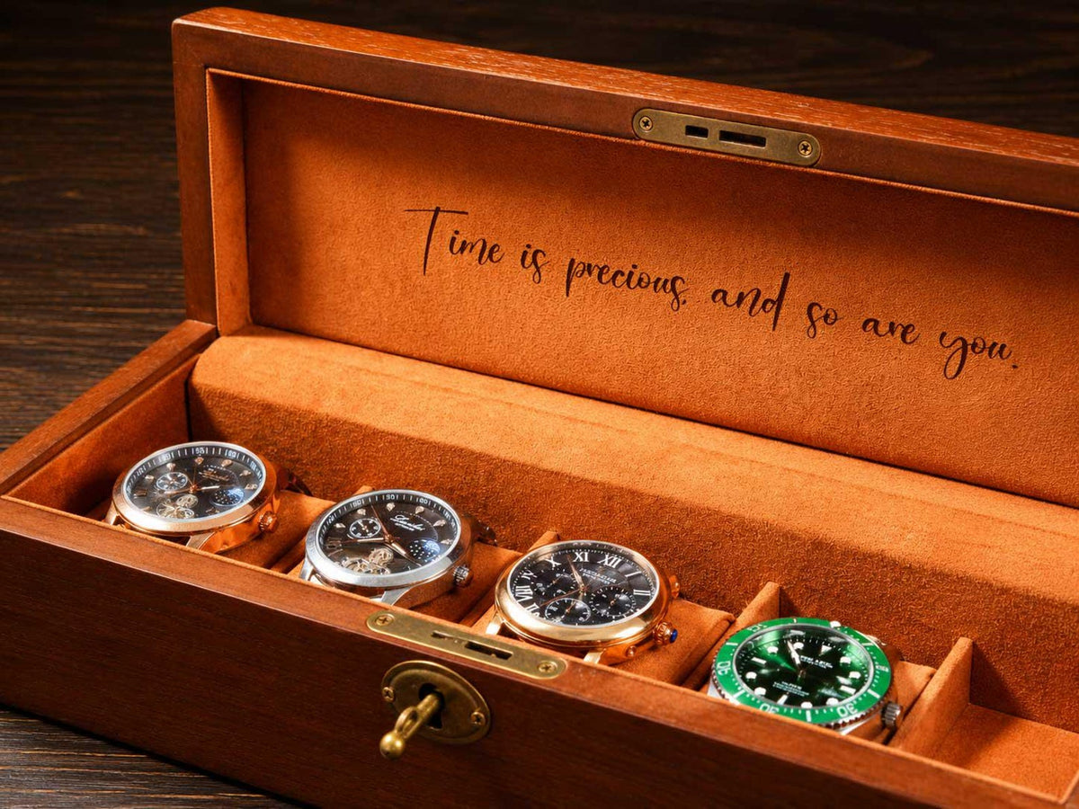 Personalized Wooden Watch Box | 6 Slot Jewelry Organizer Case