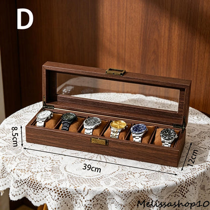 Vintage Wood Grain PU Leather Watch Box, Multi Slot Dustproof Case, Watch and Jewelry Organizer, Display Storage, Velvet Lined, Xmas Gifts.