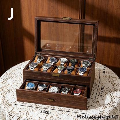 Vintage Wood Grain PU Leather Watch Box, Multi Slot Dustproof Case, Watch and Jewelry Organizer, Display Storage, Velvet Lined, Xmas Gifts.
