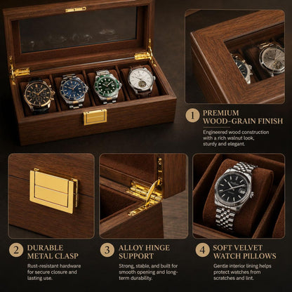 Personalized Wooden Watch Box, Luxury Watch Organizer for Men, Engraved Jewelry Storage Case, Anniversary Gift for Him