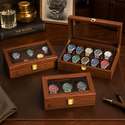 Personalized Wooden Watch Box, Luxury Watch Organizer for Men, Engraved Jewelry Storage Case, Anniversary Gift for Him