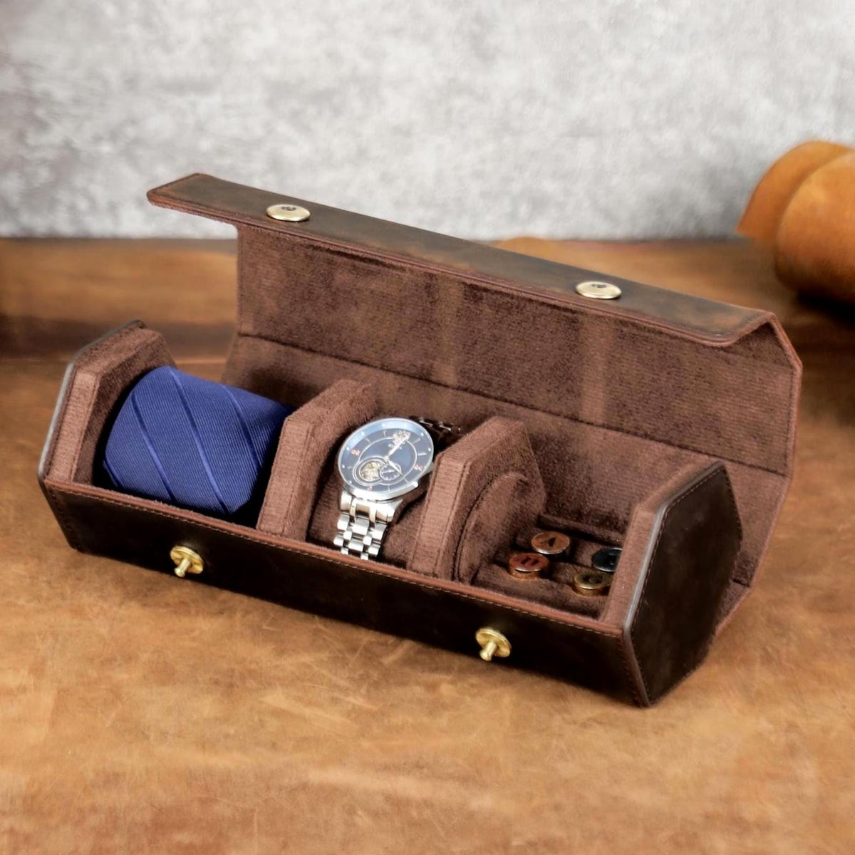 Personalized Leather Watch Box | Watch Travel Case | Necktie Cufflink Storage Organizer | Birthday Gifts