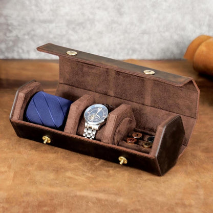 Personalized Leather Watch Box | Watch Travel Case | Necktie Cufflink Storage Organizer | Birthday Gifts
