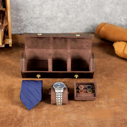 Personalized Leather Watch Box | Watch Travel Case | Necktie Cufflink Storage Organizer | Birthday Gifts