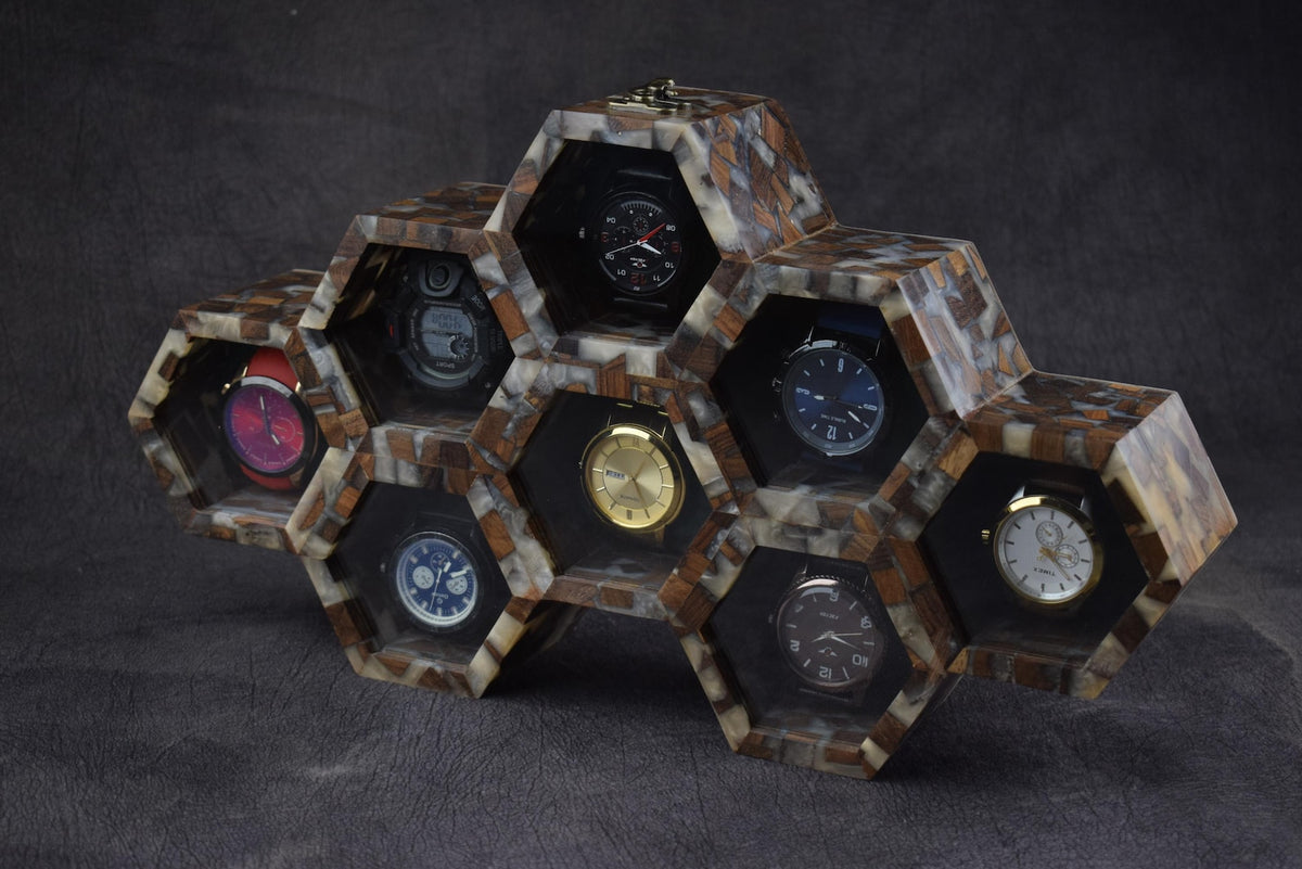 Personalized Epoxy Rosewood Resin Watch Box for Men, Best Gift for Dad, Mens Watch Display Case Anniversary Birthday Gift Jewelry Organizer