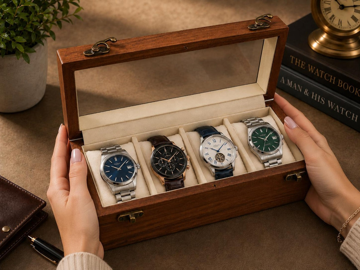 Personalized Indian Rosewood Watch Box, Engraved Wooden watch Organizer, Watch Display Case