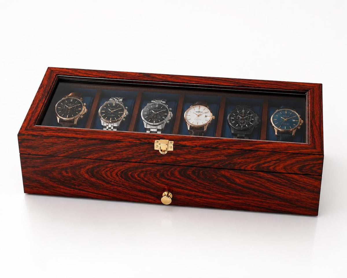 Wooden Watch Box Organizer, Personalized Glass Lid with Sunglasses & other Storage, 3 to 36 Slot | Anniversary, Birthday Gift for Men.
