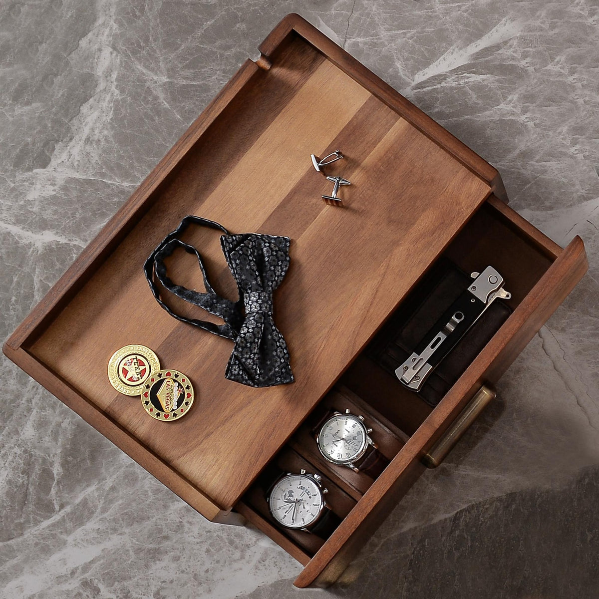 Custom Dresser Organizer for Son Graduation Gift Wooden Accessory Storage Tray Personalized Watch Valet Box Adult Milestone