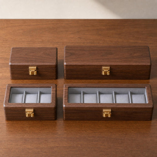 Unique Walnut Wood Jewelry Box Functional Storage Vintage Father Gift Watch Case Container