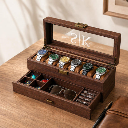 Personalized Watch Box, Custom Engraved Watch Display Case, Men’s Watch Organizer, Gift for Him, Father’s Day Gift, Anniversary Gift