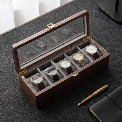 Personalized Wooden Watch Box For Men, Custom Engraved Watch Storage Case With Drawer, Anniversary Gift For Husband, Dad, Watch Collector