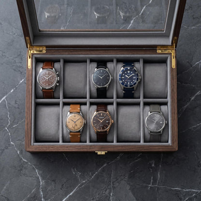 Custom Engraved Wooden Watch Box, Personalized 6 Watch Storage Case With Pull Out Drawer, Birthday Gift For Him, Husband, Father, Son