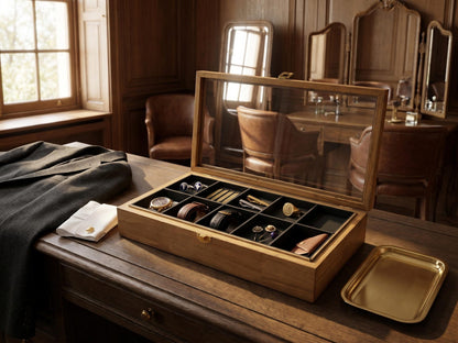 Custom Wood Watch Box with Glass Top - 3, 5 or 10 Slot Compartments, Display Case Storage Organizer Gift for Him