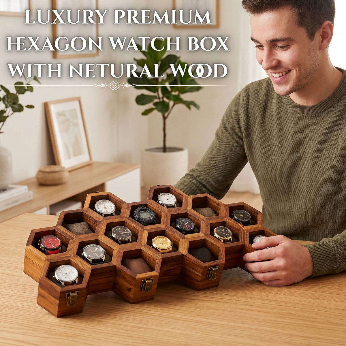 Handmade Vintage Wall Mounted Wooden Watch Box for Men & Women, Hanging Rosewood Watch Organizer, Wrist Watch Storage Case, Jewelry Holder