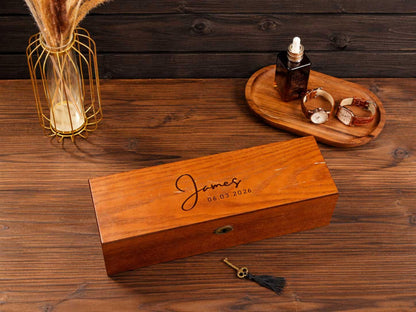 Personalized Wooden Watch Box | 6 Slot Jewelry Organizer Case
