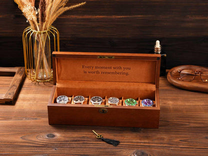 Personalized Wooden Watch Box | 6 Slot Jewelry Organizer Case