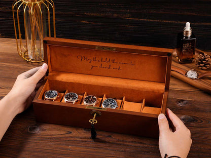 Personalized Wooden Watch Box | 6 Slot Jewelry Organizer Case