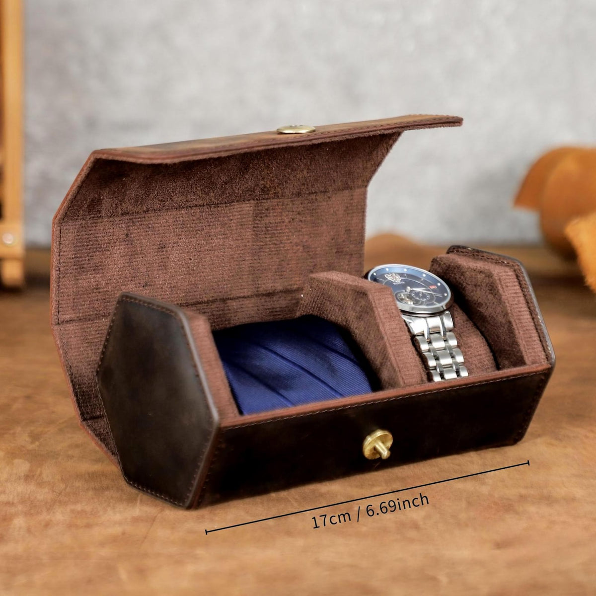 Personalized Leather Watch Box | Watch Travel Case | Necktie Cufflink Storage Organizer | Birthday Gifts