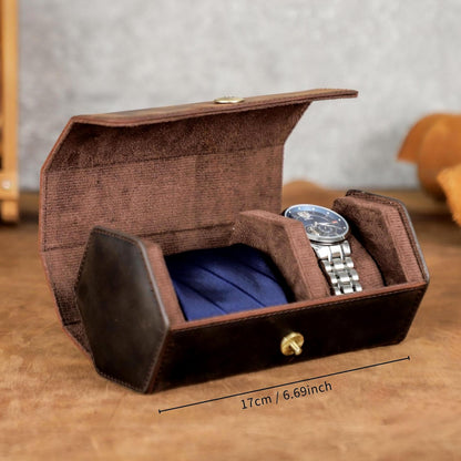 Personalized Leather Watch Box | Watch Travel Case | Necktie Cufflink Storage Organizer | Birthday Gifts